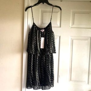 NWT Devlin Sleeveless Gold and Black Dress